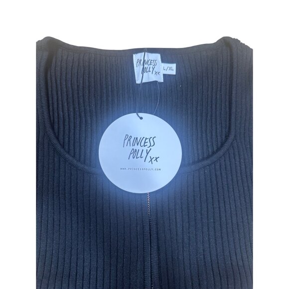 NWT Princess Polly Ribbed Bodysuit Long Sleeve Black Size Large / X Large - Picture 4 of 8